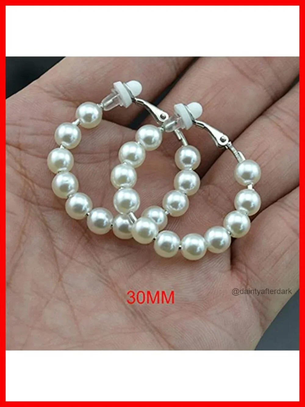 3 Pairs Pearl Hoop Clip On Earrings Non Pierced Faux Pearl Earrings